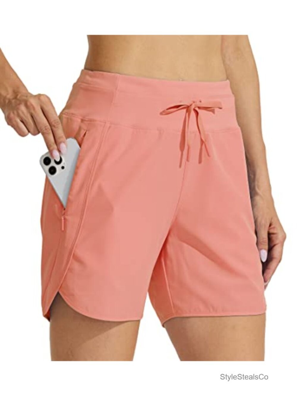 Women's 5" Quick Dry Running Shorts with Zipper Pockets High Waisted